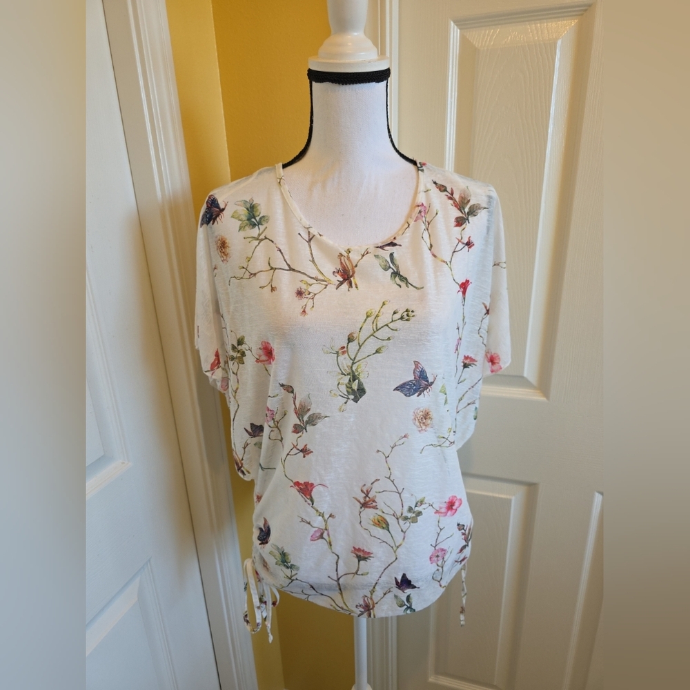 PAPILLON FLORAL BLOUSE, SIZE M